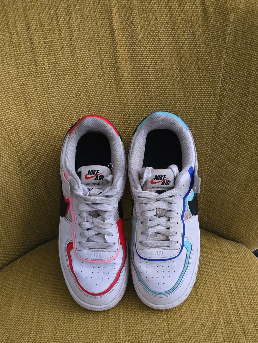 Nike Air Force 1 White with Pink, Red, Blue and Teal Accents